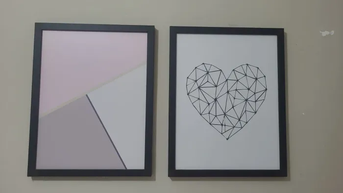 kit de 3 quadros decorativos rosa