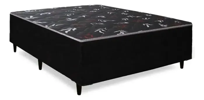 CAMA BOX DE CASAL - PRETO + COLCHONETE