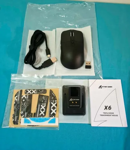 Mouse Gamer Attack Shark X6, PAW3395, Tri-Mode, Dock