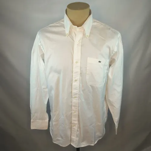 (NOVA) Camisa Lacoste branca lisa, masculina manga longa tamanho G