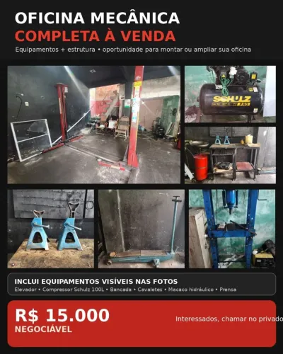 MATERIAL DE OFICINA MECÂNICA COMPLETA À VENDA. (Sem queima vela) Negócio s <br>