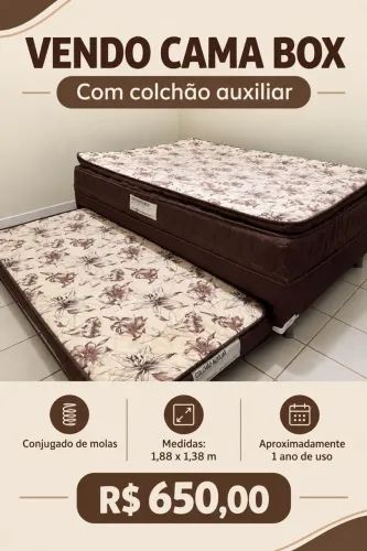 Cama Box + colchão auxiliar