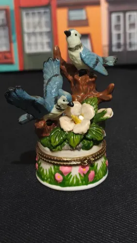 Porta-Joias de Porcelana com Pássaros