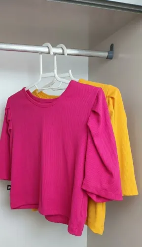 Blusa Canelada Feminina Pink e Amarel