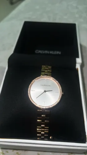Relógio Calvin Klein Feminino Rosé Gold com Cristais - Linha Minimal / Elegant