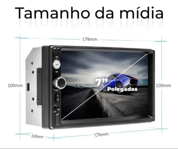 Central automotiva bluetooth e touchscreen + 2 alto falantes - Rádio / Som para carro