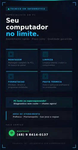 Técnico em Informática | Montagem, Formatação, Limpeza e Pasta Térmica