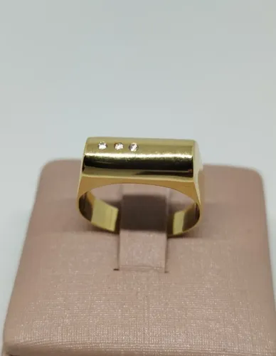 Anel largo, ouro 18k - Diamantes - aro 17