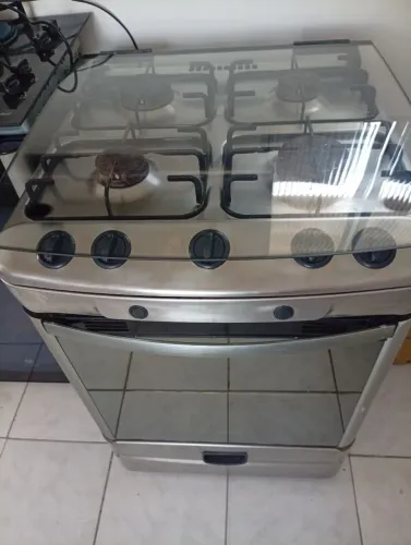 Fogão Brastemp antigo todo inox automático 4 bocas com forno funcionando perfeitamente