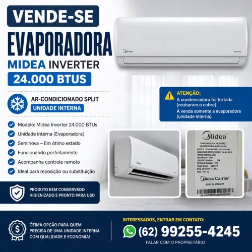 Vende-se Evaporadora Midea 24.000btus