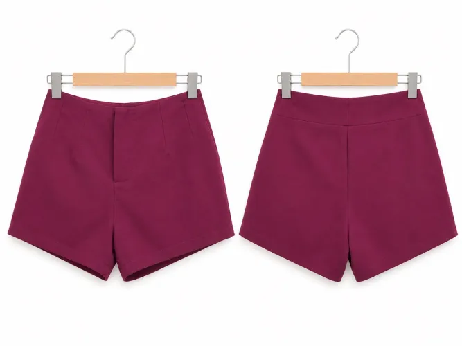 Shorts de Alfaiataria Feminino - Cor Marsala/Vinho - Minimalista
