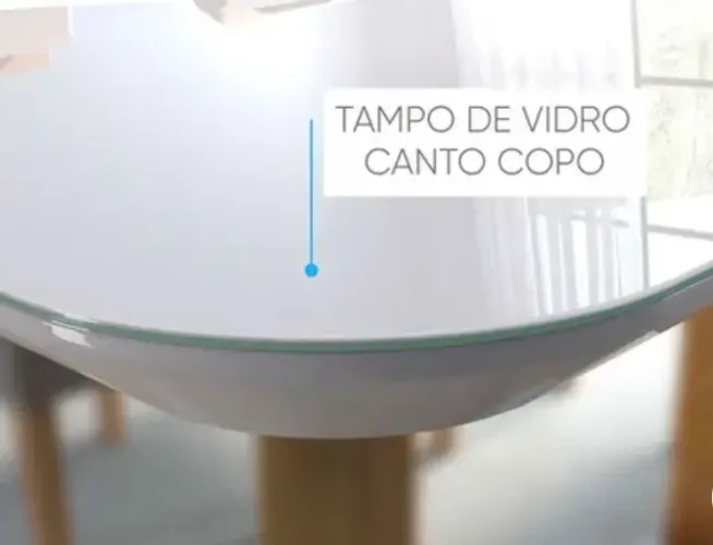 Conjunto Sala de Jantar Mesa Tampo de Vidro 4 Cadeiras
