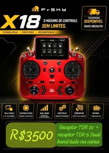 Rádio FRSKY X18+ Receptor Novo R$3499s