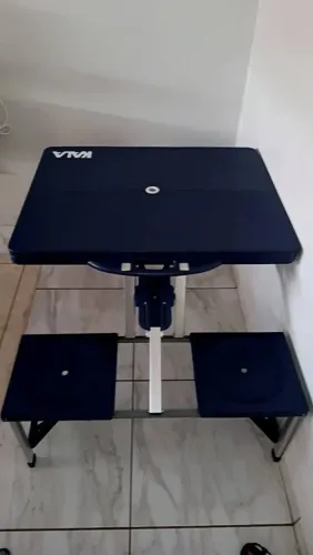 Mesa Dobrável Portátil Banquetas 4 Pessoas Acampamento