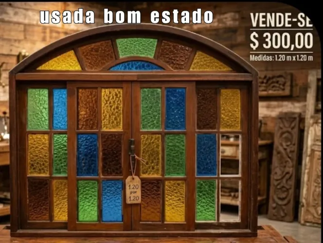 Janela de madeira maciça 1.20 x1.20 