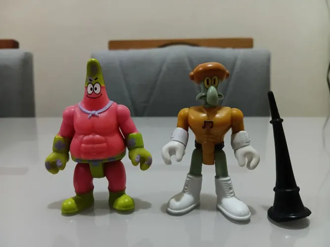 Imaginext bob esponja um herói fora d'água - Super Patrick e Lula Molusco com clarinete