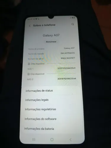 Vendo celular Samsung a07 poucos dias de uso