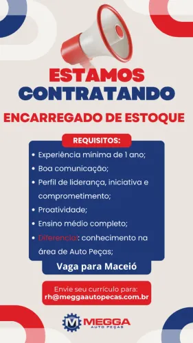 Vaga para Encarregado de Estoque