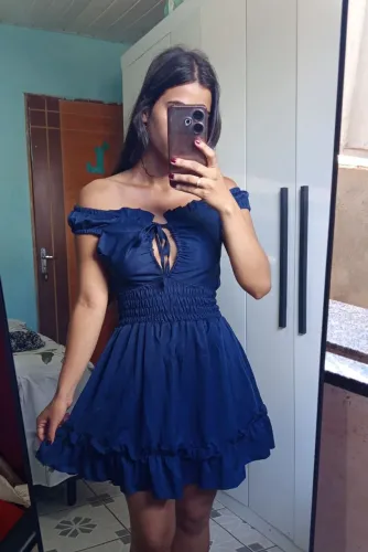 Vestido estilo princesa azul marinho curto