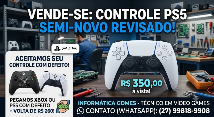 Controles PS5 semi-novo revisado com garantia
