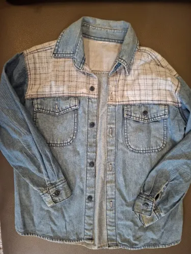 Camisa infantil Jeans - manga longa tamanho 6 a 8 anos