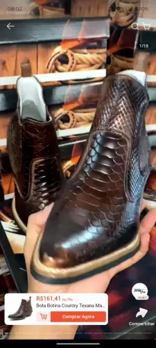Bota texana couro de cobra Tam 44 nova!