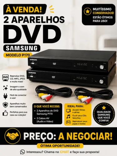 2 aparelhos de CD e DVD + 2 cabos de áudio e vídeo