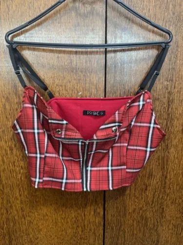 cropped pride xadrez vermelho g