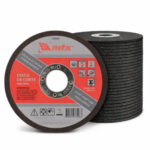Disco De Corte Fino 115 X 1,0 Esmerilhadeira 100 Pçs Metal Cor Vermelho