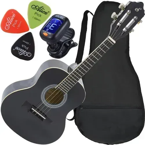 Kit Cavaco C/ Capa Acústico Giannini Cs14 Palhetas Afinador Cor Preto