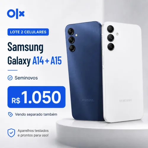 Lote 2 celulares Samsung Galaxy A14 e A15 seminovos