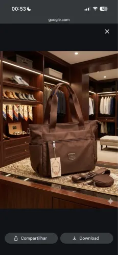 Bolsa feminina nylon marrom grande nova com etiqueta + alça