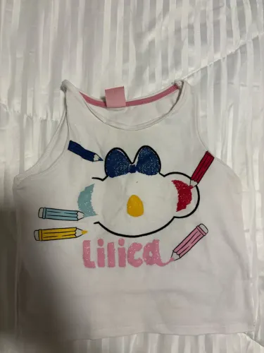 Regata Infantil Lilica Ripilica Branca Estampa Glitter Lápis