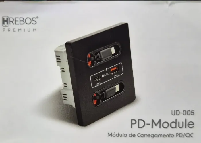 TOMADA DE EMBUTIR USB C/CABO ACOPLADO UD-005,PODE SER CONECTADA A ALEXA.