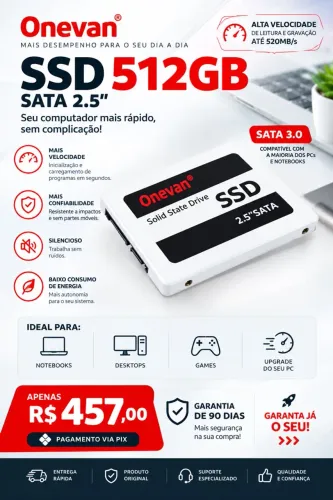SSD sata 512GB Onevan 90 dias de garantia