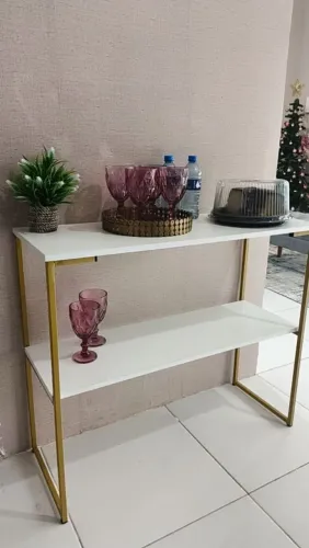 Aparador Buffet Industrial Cantinho do Café 2 Prateleiras em MDF 