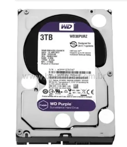HardDisk WD Purple 3TB 5400 RPM SATA 3.5 - SEMI NOVO