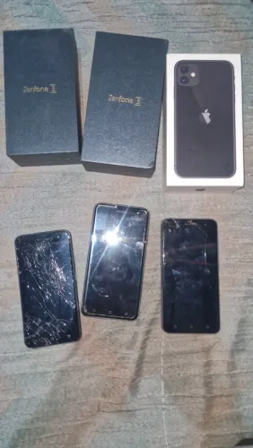 3 zenfone quebrados + caixas por 50