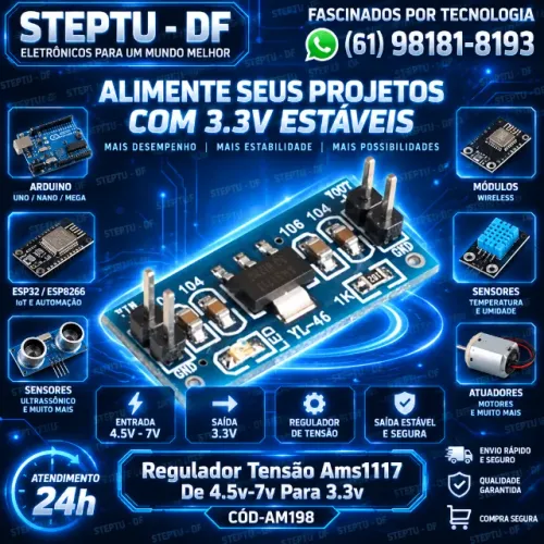 Regulador Tensão Ams1117 De 4.5v-7v Para 3.3v Arduino Automação Robotica COD-AM198   