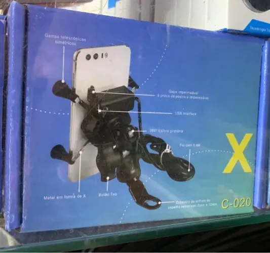 kit 10 Suporte Celular Moto Com Carregador Universal Usb Garra X  para sua oficina 