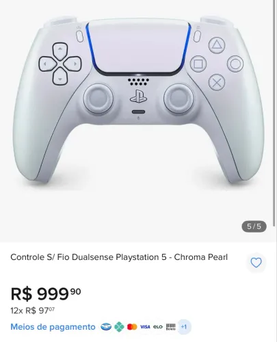 Controle PS5 DualSense Chroma Pearl - Original Sony