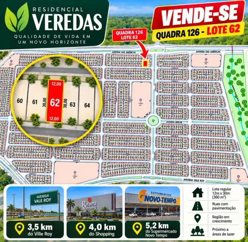 Terreno no Veredas - Lote 01 - Liberado para Construir