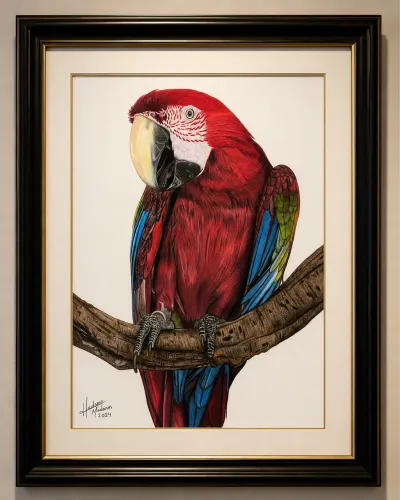 Desenho Realista Arara Vermelha 
