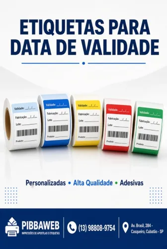 Etiquetas Adesivas para Data de Validade - Personalizadas | Cubatão