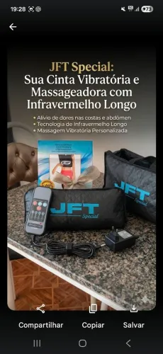 Cinta Vibratória e massageadora JFT especial. 