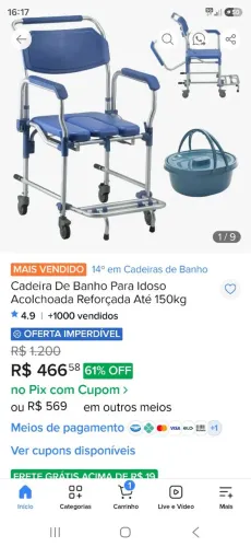 Cadeira banho e higiene