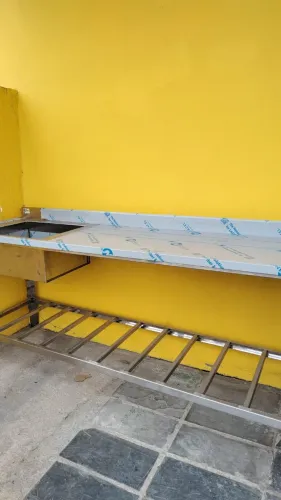 ALN, MESA INOX 190X55 CUBA ESQUERDA /PÉ EPOX 