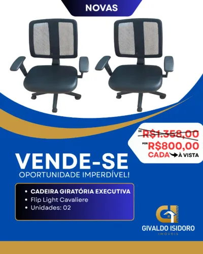 Duas cadeiras giratórias executivas novas, modelo Flip Light Cavaliere