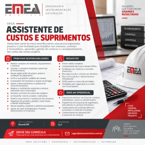 ASSISTENTE DE CUSTOS E SUPRIMENTOS