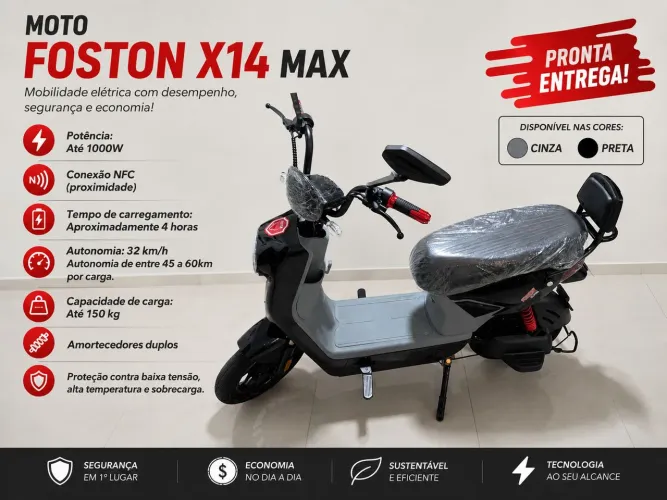 MOTO ELETRICA FOSTON X14 MAX - 0KM -1000W -32KM/H - DISPONÍVEL NA CINZA, BRANCA OU PRETA
